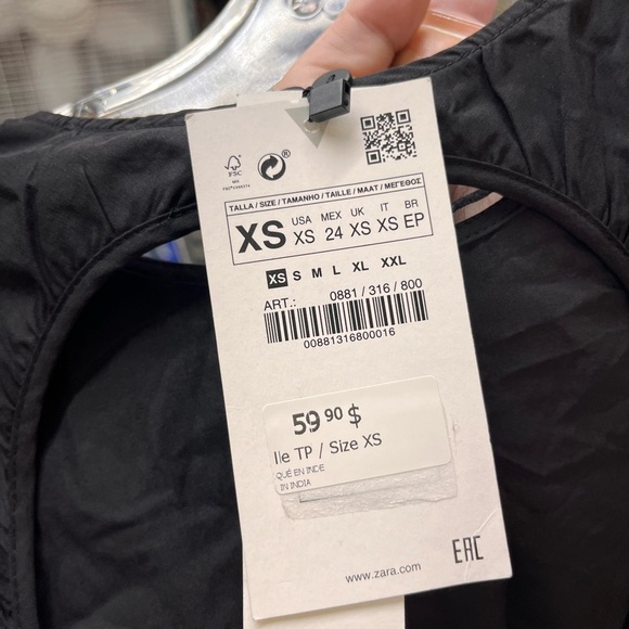 NWT Zara Babydoll Dress Xs - Picture 3 of 3